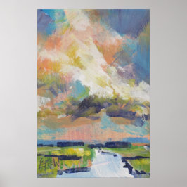 Clouds Over Marsh Painting / Artist Larry Lerew ポスター