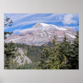 Clouds Over Mount Rainier Scenic Landscape ポスター (正面)