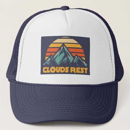 Clouds Rest Mountain Yosemite Retro Turquoise キャップ (正面)