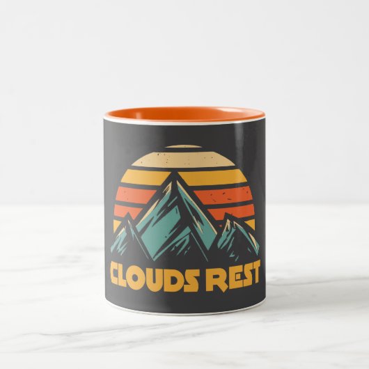 Clouds Rest Mountain Yosemite Retro Turquoise ツートーンマグカップ (中央)