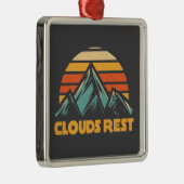 Clouds Rest Mountain Yosemite Retro Turquoise メタルオーナメント (右)