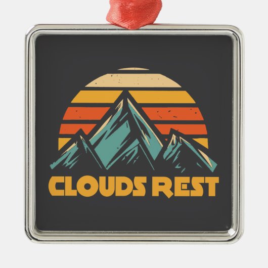 Clouds Rest Mountain Yosemite Retro Turquoise メタルオーナメント (正面)