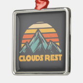 Clouds Rest Mountain Yosemite Retro Turquoise メタルオーナメント (左)