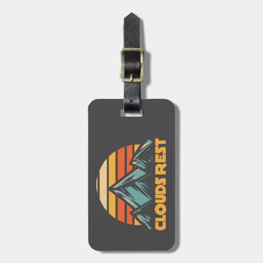 Clouds Rest Mountain Yosemite Retro Turquoise ラゲッジタグ (正面縦)