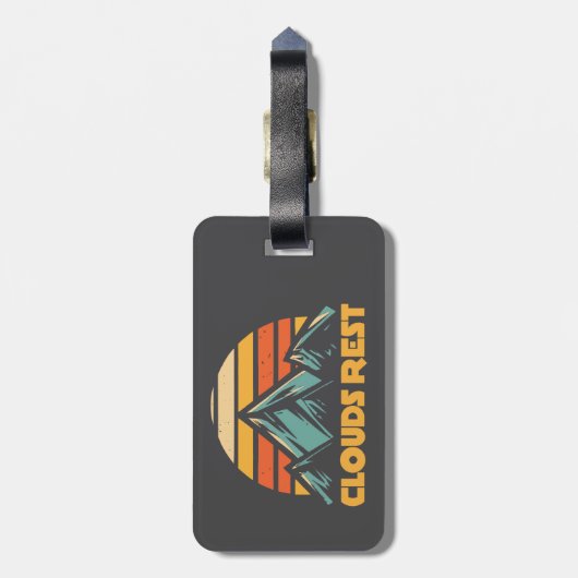 Clouds Rest Mountain Yosemite Retro Turquoise ラゲッジタグ (裏面縦)