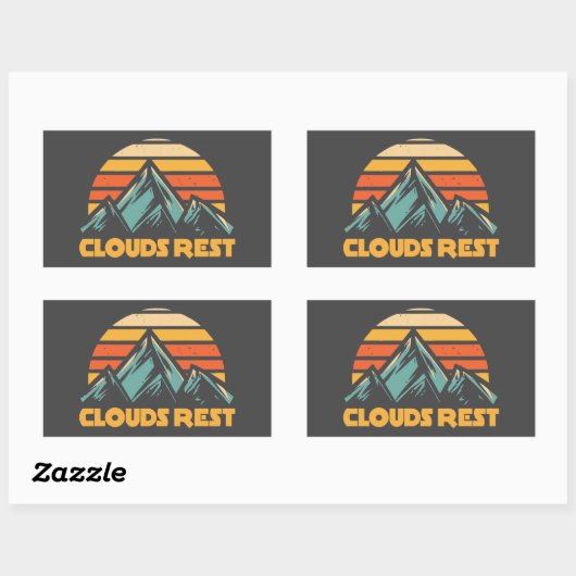 Clouds Rest Mountain Yosemite Retro Turquoise 長方形シール (シート)