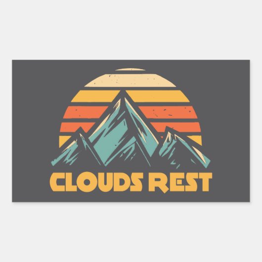 Clouds Rest Mountain Yosemite Retro Turquoise 長方形シール (正面)
