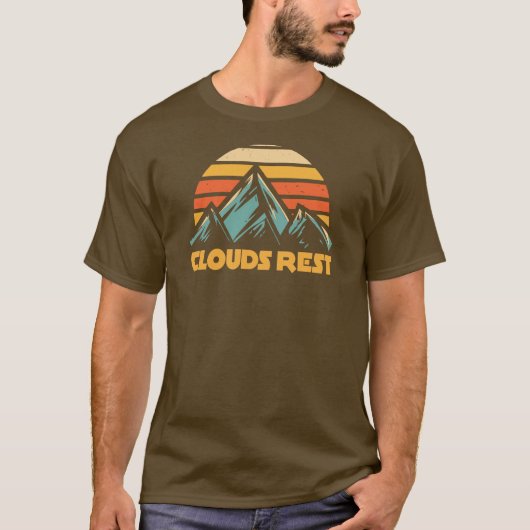 Clouds Rest Mountain Yosemite Retro Turquoise Tシャツ (正面)