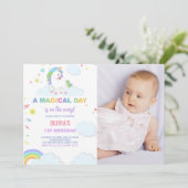 Clouds Unicorn誕生日招待状と写真 招待状 (スタンド正面)