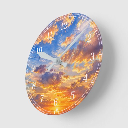 Clouds Wall Clock — Sky-Inspired Design ラウンド壁時計 (傾斜)