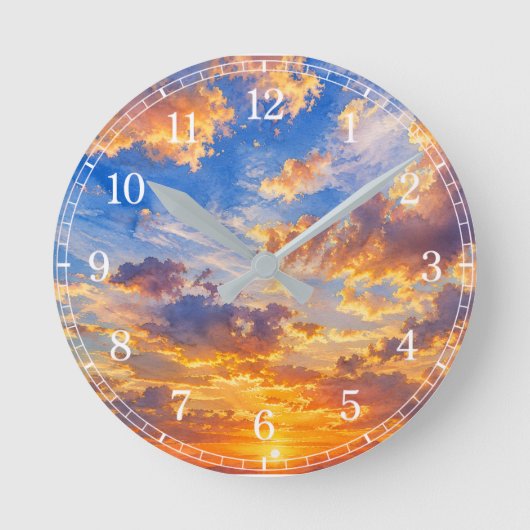Clouds Wall Clock — Sky-Inspired Design ラウンド壁時計 (正面)