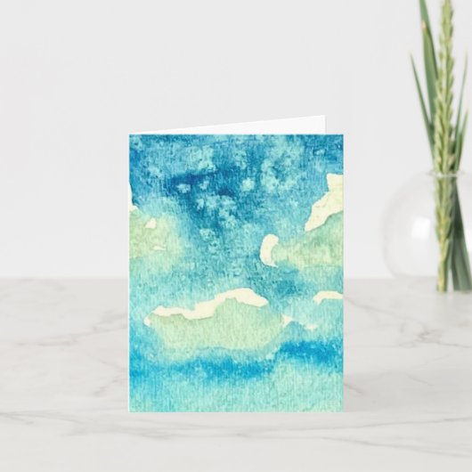 Clouds Watercolor Art Folded ノートカード (正面)