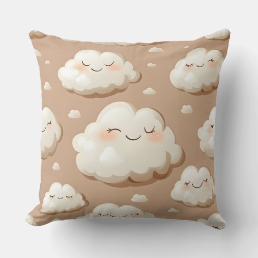Clouds with Tan and Brown Double Sided クッション (正面)