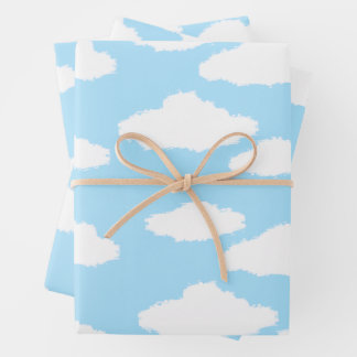 Clouds Wrapping Paper with Blue Background ラッピングペーパーシート