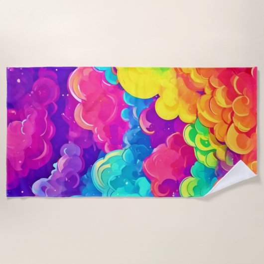 Cloudscapeアカラフルート ビーチタオル (正面)