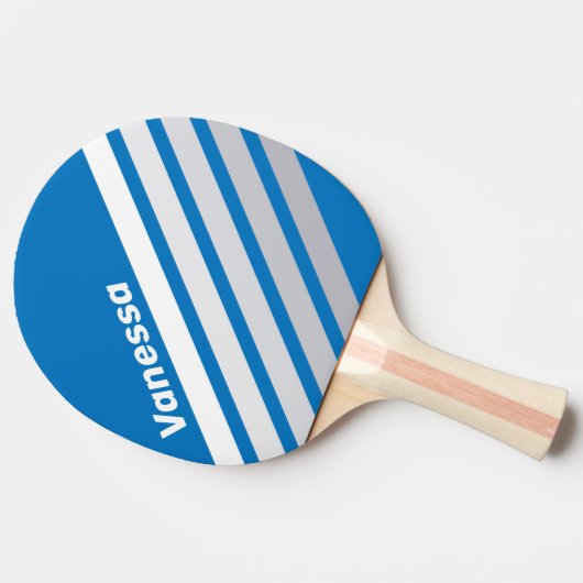 Cloudy Blue Sky Angled Striping with Name 卓球ラケット (横)