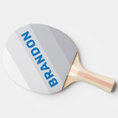 Cloudy Blue Sky Bold Stripes with Name 卓球ラケット (横)