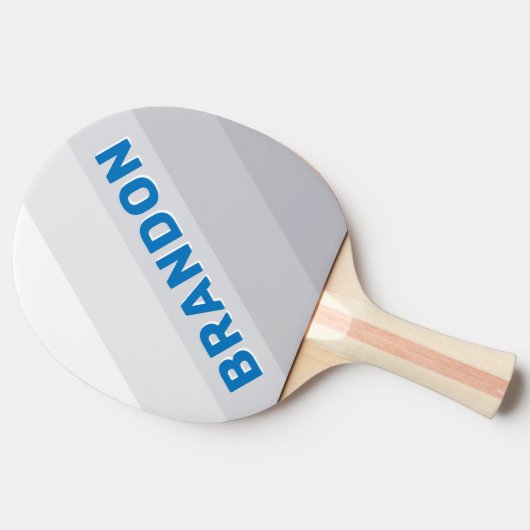 Cloudy Blue Sky Bold Stripes with Name 卓球ラケット (横)