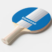 Cloudy Blue Sky Pin Stripes with Name 卓球ラケット (正面アングル)