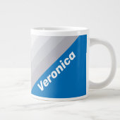 Cloudy Blue Sky Stripes with Name ジャンボコーヒーマグカップ (右)