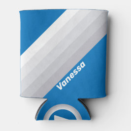 Cloudy Blue Sky Stripes with Name 缶クーラー