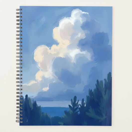 Cloudy Skies | 青い森の水彩画 プランナー手帳 (正面)