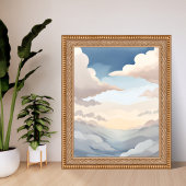 Cloudy Skies | Watercolor Sky Blue Clouds ポスター