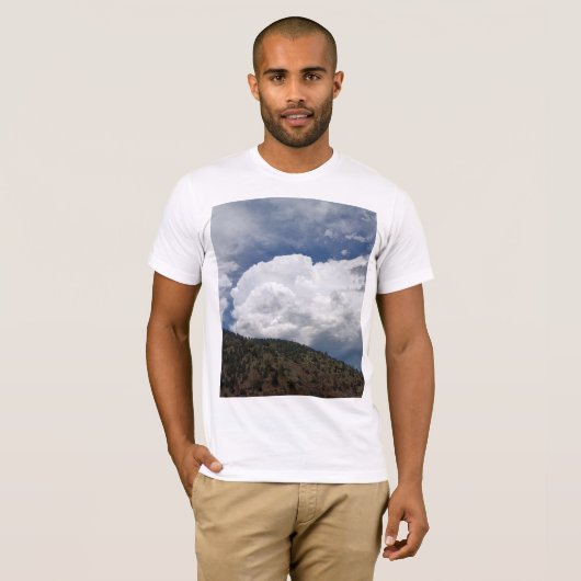 Cloudy Sky Over Rolling Hills With Forested Slope  Tシャツ (正面フル)