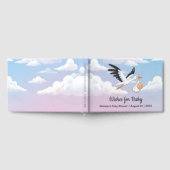 Cloudy Sky Stork Baby Shower Foil ゲストブック (全面)