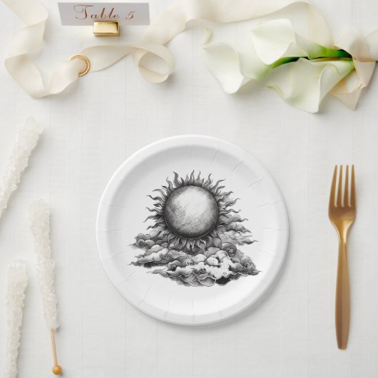 Cloudy Sun ペーパープレート (ウェディング)