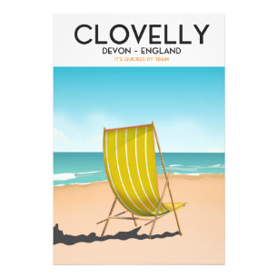 Clovelly, Devon vintage travel train poster フォトプリント