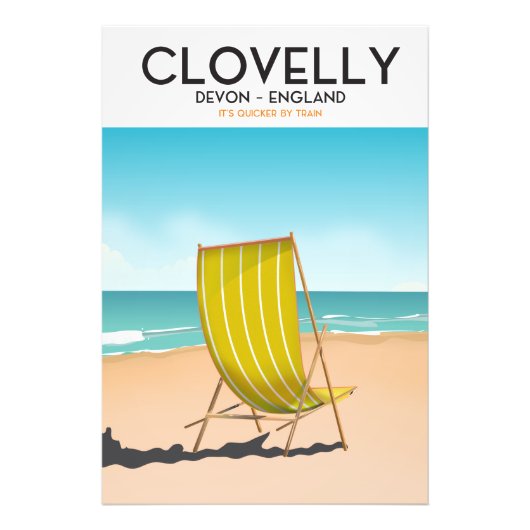 Clovelly, Devon vintage travel train poster フォトプリント (正面)