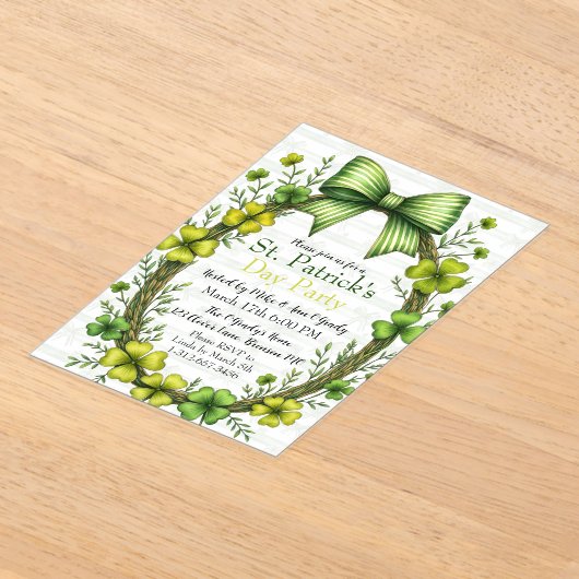 Clover & Bow St. Patrick’s Day Party Design アクリル招待状 (レイダウン)