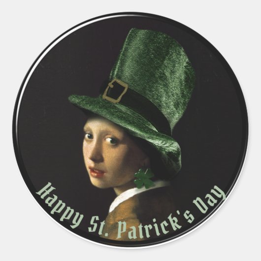 Clover Earring St. Patrick's Day ラウンドシール (正面)