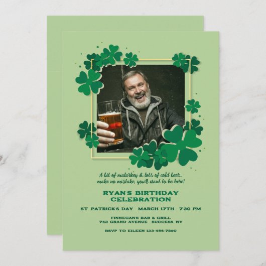 Clover Frame Photo 招待状 (正面/裏面)