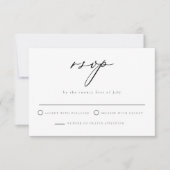 CLOVER Green Minimalist Script Wedding RSVPカード 招待状 (正面)