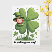 Clover Leprechaun Luck Art Card カード (黄色い花)