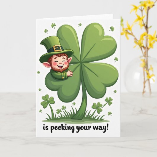 Clover Leprechaun Luck Art Card カード (黄色い花)