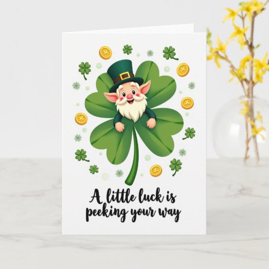 Clover Leprechaun Luck Card カード (黄色い花)