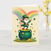 Clover Luck Leprechaun Scene Card カード (黄色い花)
