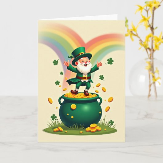 Clover Luck Leprechaun Scene Card カード (黄色い花)