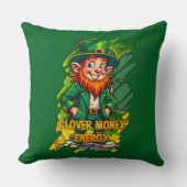 Clover Money Energy – Lucky Leprechaun - almofada クッション (正面)