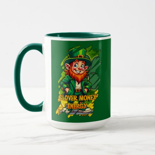 Clover Money Energy – Lucky Leprechaun - caneca マグカップ (左)