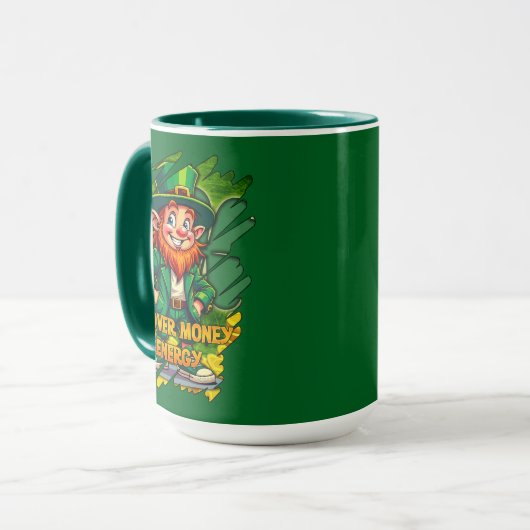 Clover Money Energy – Lucky Leprechaun - caneca マグカップ (正面左)