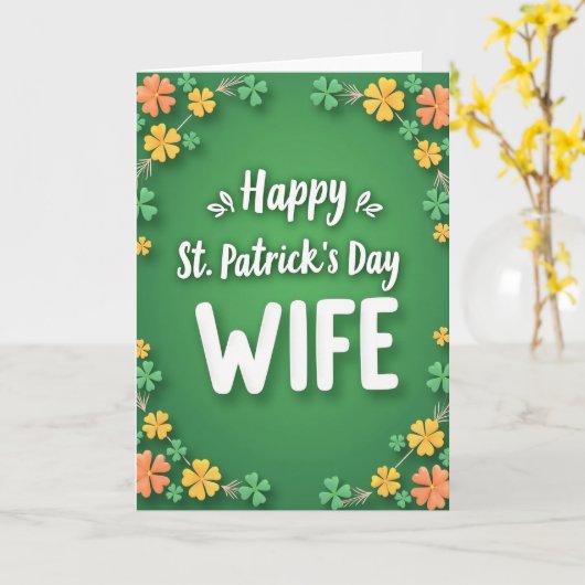 Clover Pattern Wife St Patricks Card カード (黄色い花)