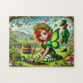 Clover Pixie Puzzle, Fairy Leprechaun St Patrick's ジグソーパズル (横)