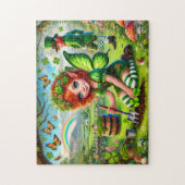 Clover Pixie Puzzle, Fairy Leprechaun St Patrick's ジグソーパズル (縦)