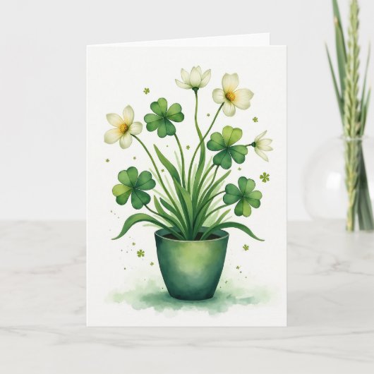 Clover Plant Watercolor Card カード (正面)