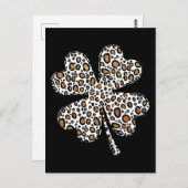 Clover Shamrock Leopard Spots St. Patrick's Day ポストカード (正面/裏面)