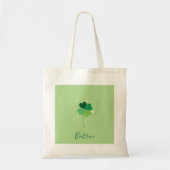 Clover Tote Bag – Green Floral Design トートバッグ (正面)